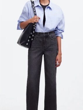 Madewell The Perfect Vintage Wide-Leg Crop Jean in Black Size 29